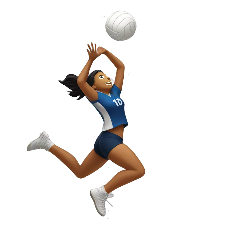 a volleyball player jumping and spiking a volleyball down