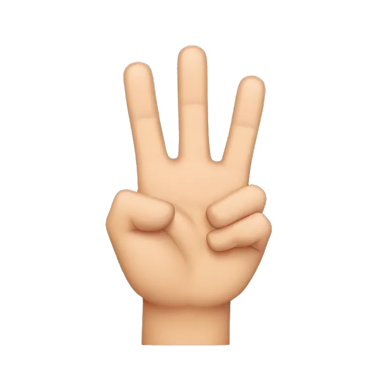 hand gesture with index finger and thumb extended, other fingers folded down, palm facing viewer