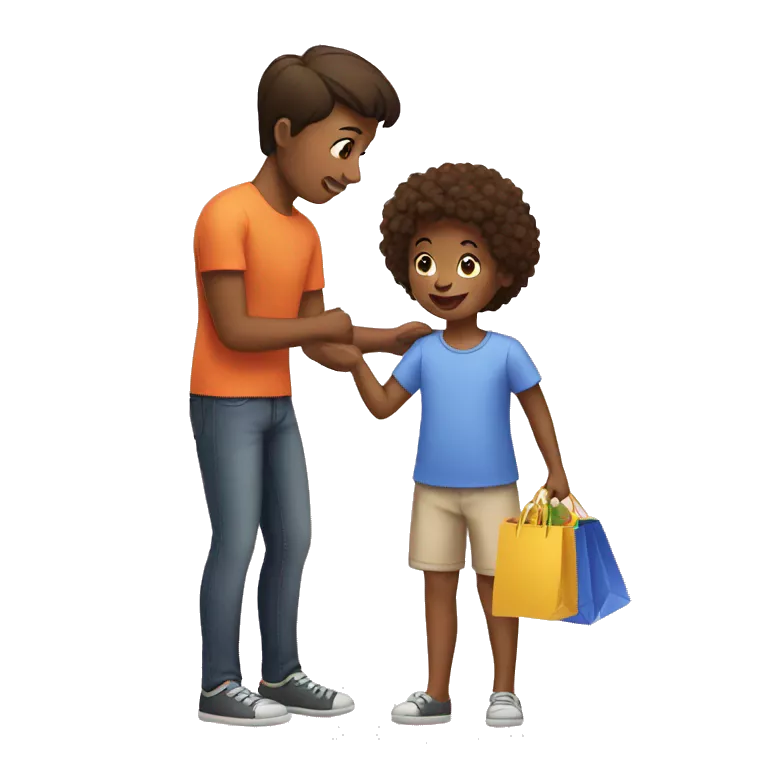 kid is helping his mom with shopping