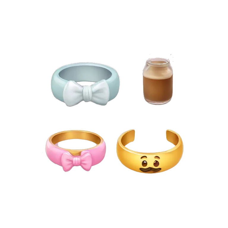 Rings who are a family who have dad ring with a moustache, mom ring with a bow, and baby ring with a milk bottle