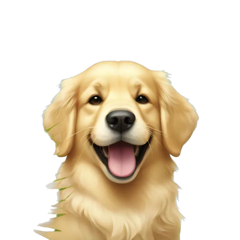 golden retriever with coconut in hand and licking the coconut