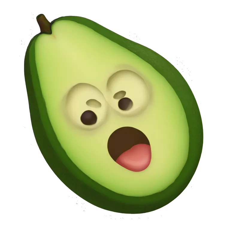 Aguacate con ojos y labios