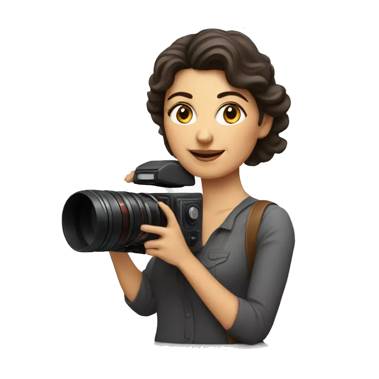 Armenian film director woman holding a cinema camera.