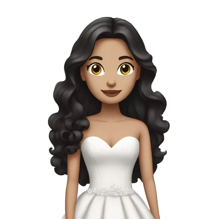 White bride with wavy dark brown long hair, blue eyes in a black wedding dress
