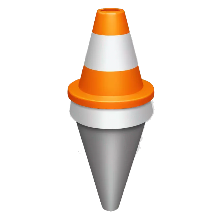 orange traffic cone with two white lines