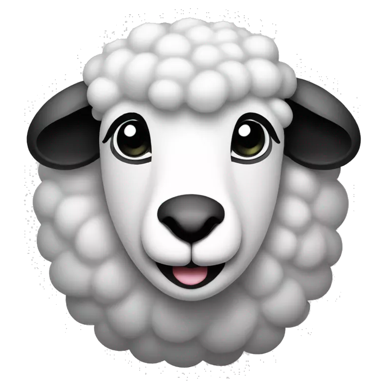 simple sheep face happy smiley icon, black and white,simple, 2d