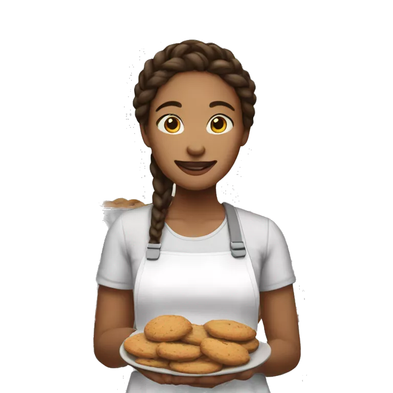 quarteron woman with brown dark braids baking cookies