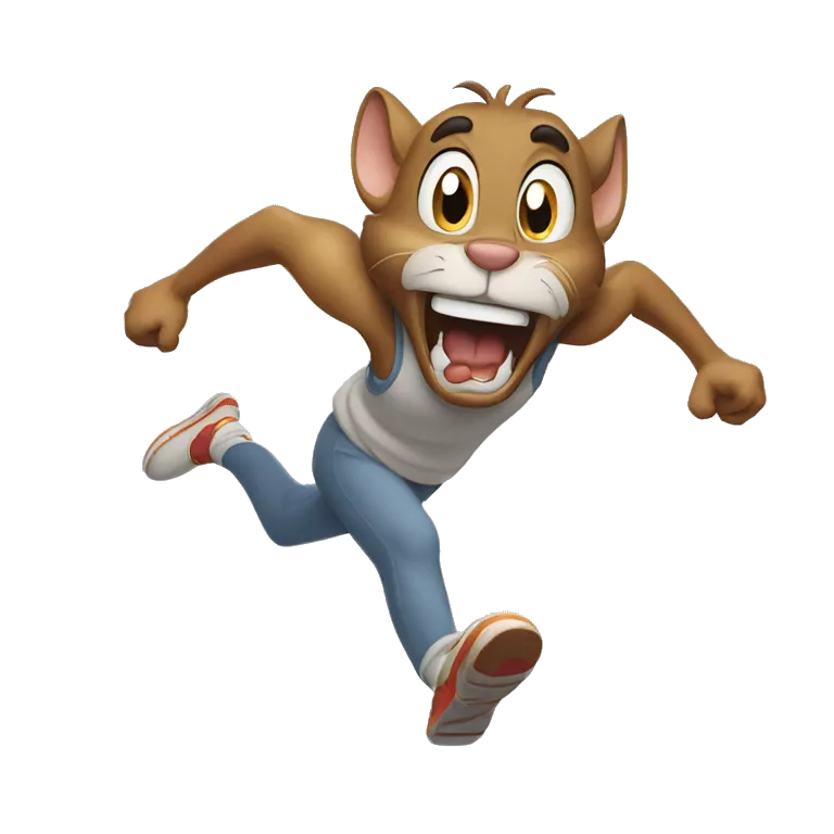 running Jerry(from tom and jerry), scared