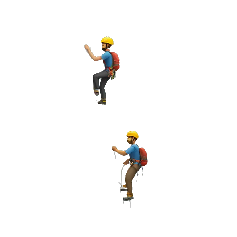 two people climbing a mountain almost arriving at the top seen from afar