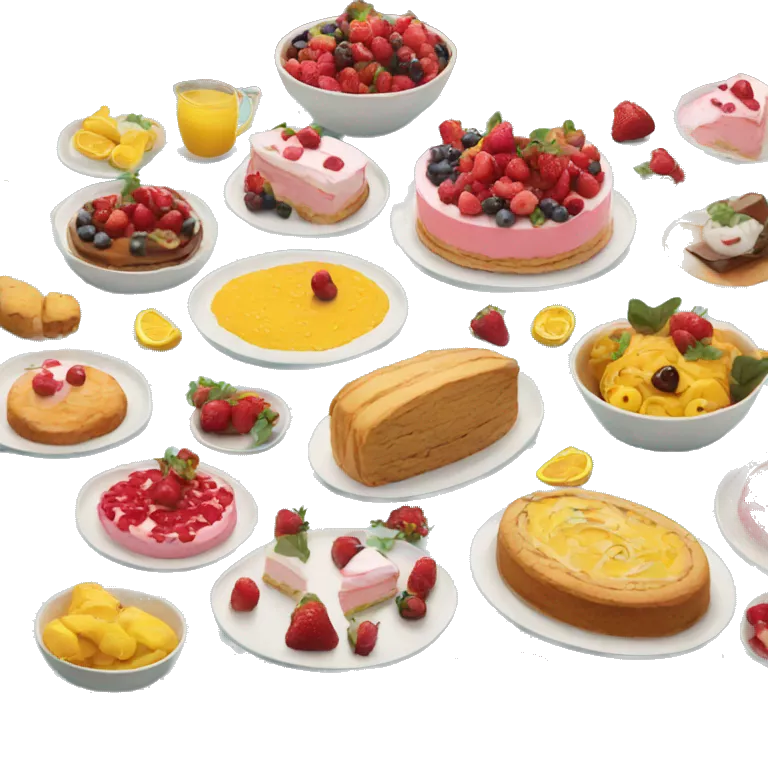 Buffet on a table with emojis for desserts