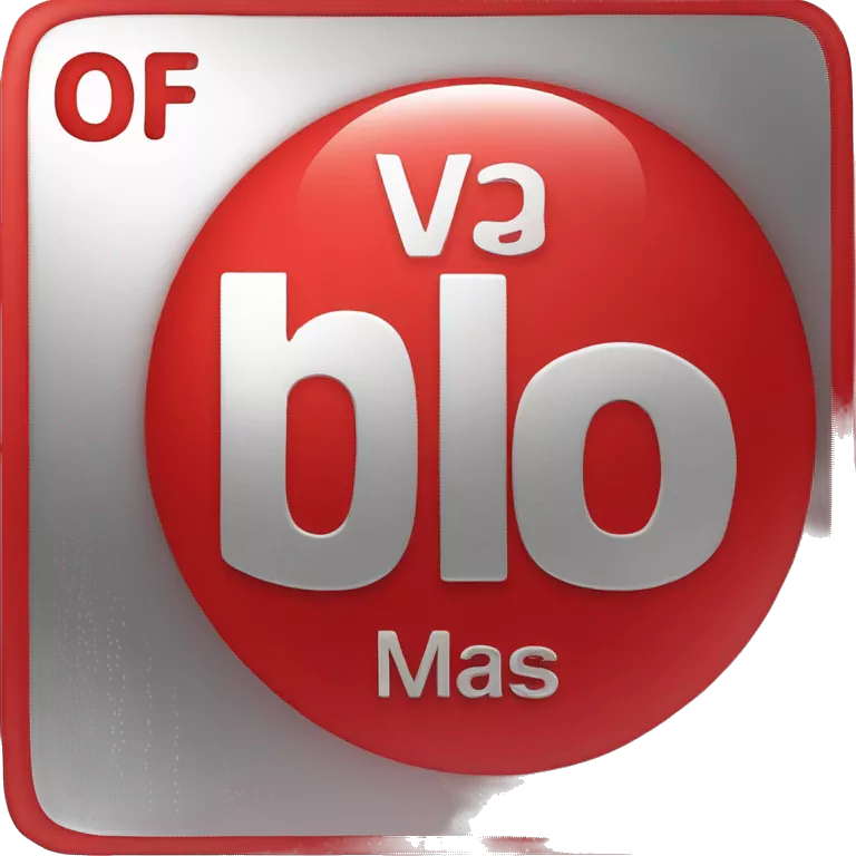 element from periodic table, red background, V symbol (center), Vanadium name (below symbol), 23 atomic number (upper left corner), 50.94 mass (below name))