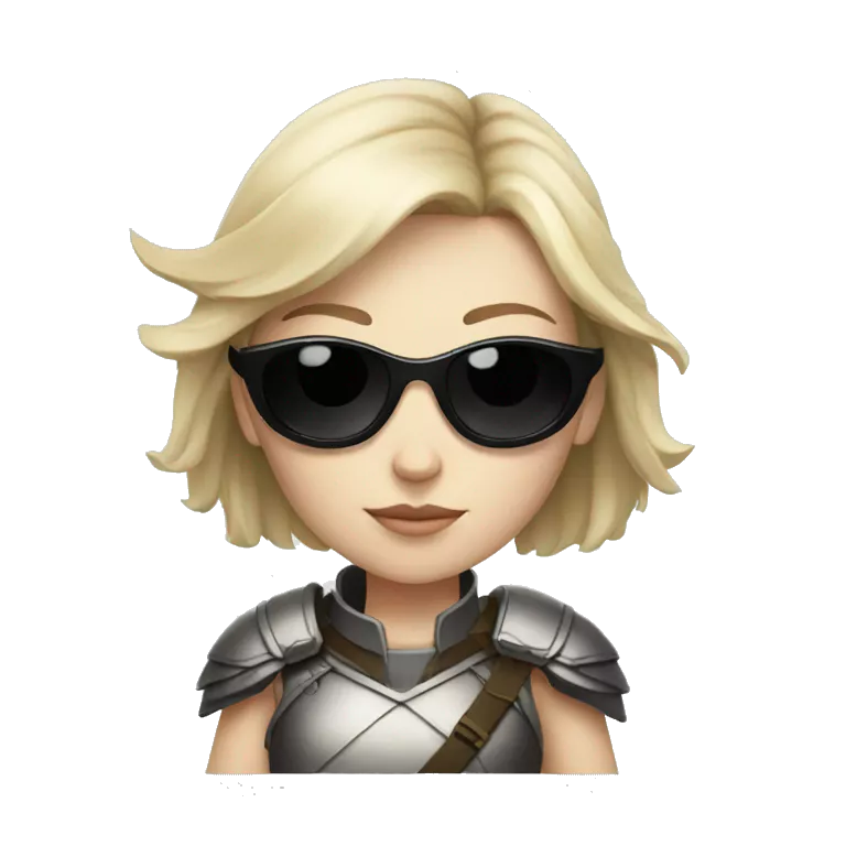 Pale-skinned Girl warrior with dark sunglasses