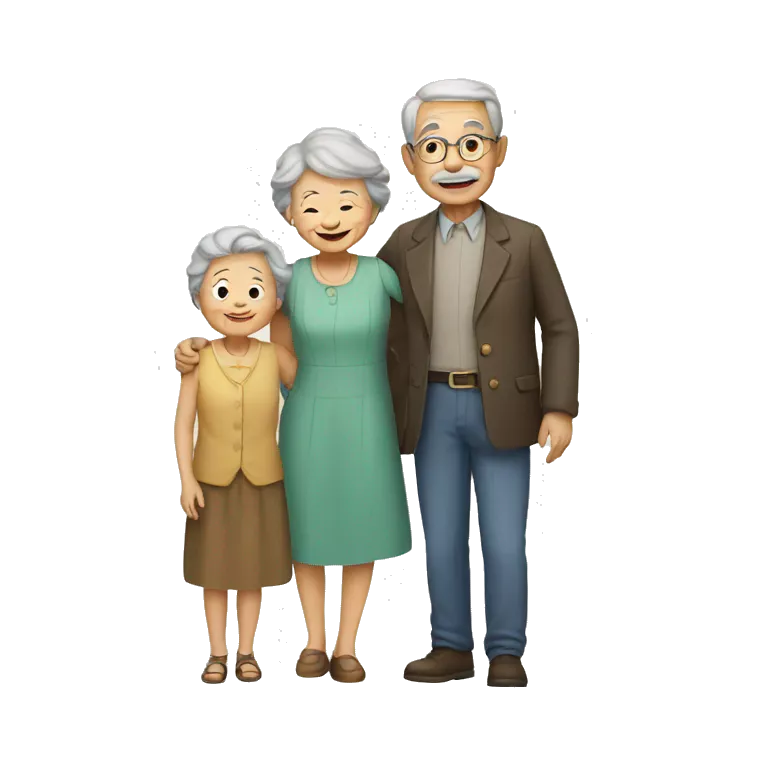 old couple and a child