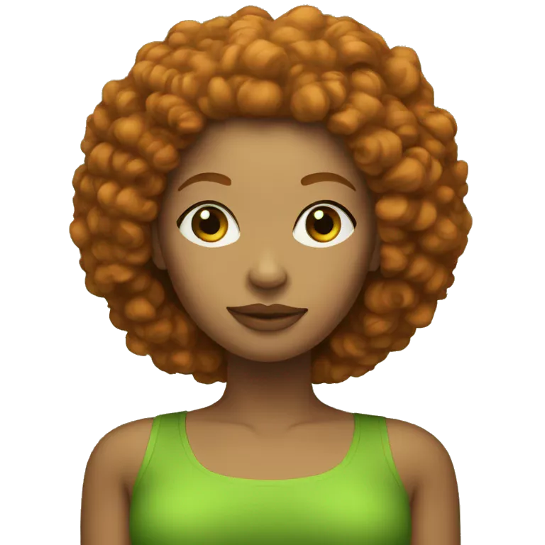 ginger afro fair skinned woman with green tube top