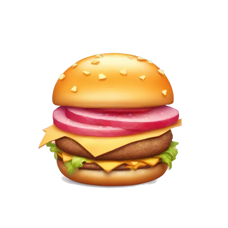 A cheese burger food item with a face. It’s wearing a pink wig, has gorgeous diva eyes with eye makeup and has plump full pink lips. It also sparkles