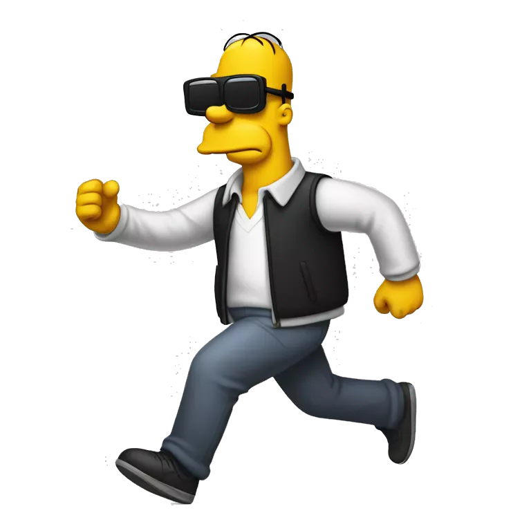 homero simpson corriendo con gafas negras