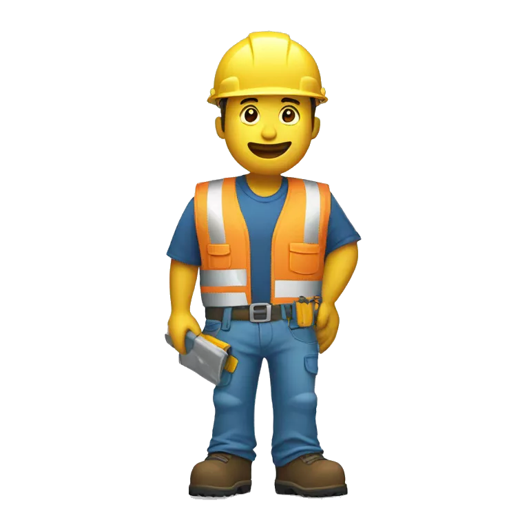 Construction worker asking a question with a question mark upstairs with a safety vest