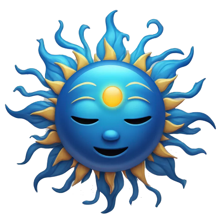 blue heart and sun with closed eyers light smile sun moon evil eye