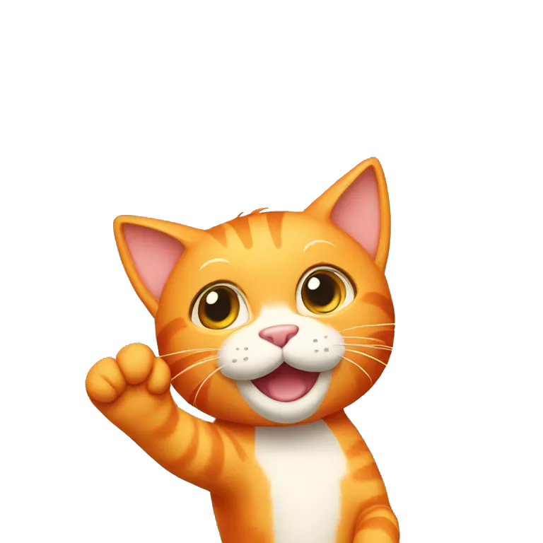 a cure orange cat waving