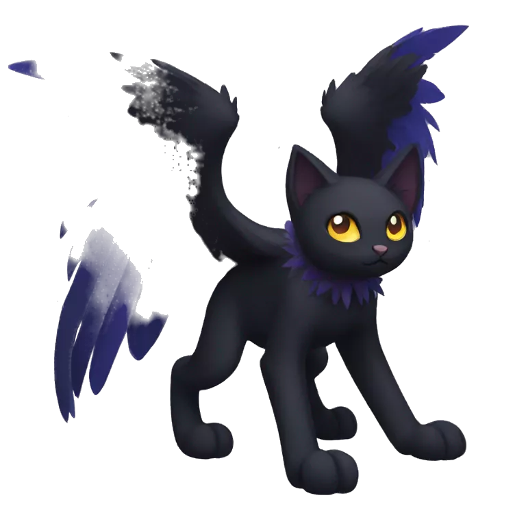 Black Cat Fakemon With Raven Head And Raven Wings