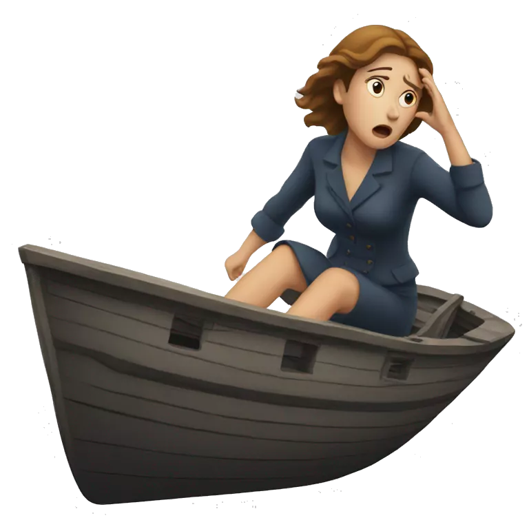 woman scared sinking ship