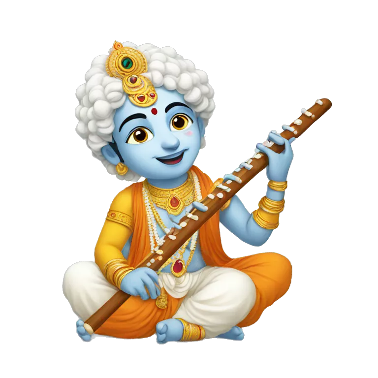 White face krishna with bansuri