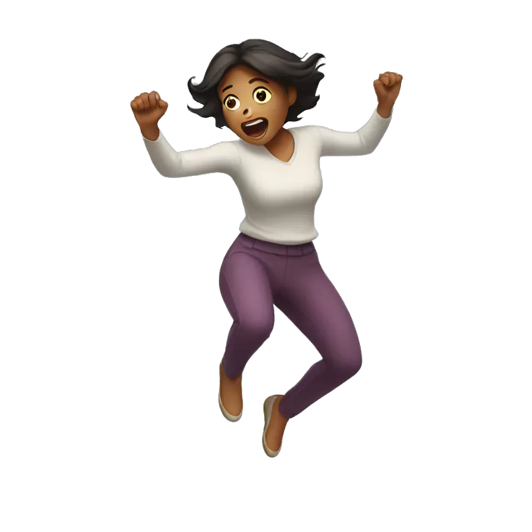 woman scared jumping