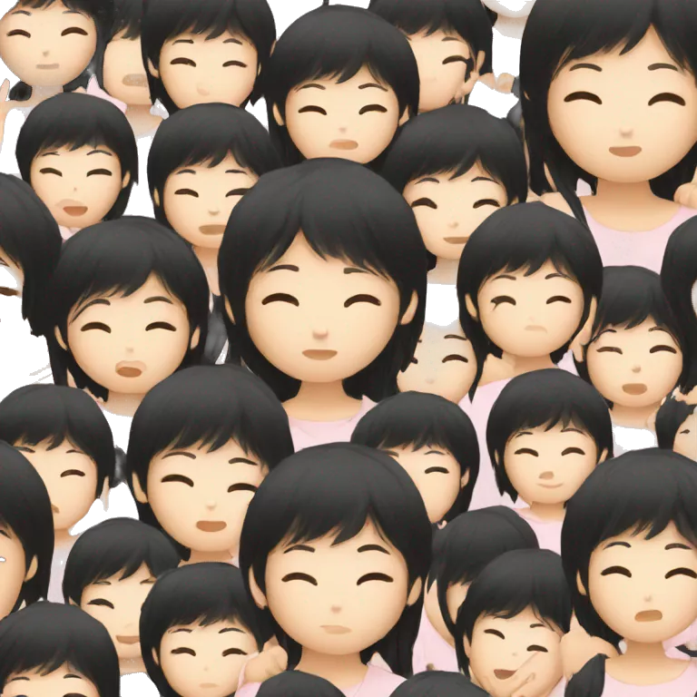 asian girl with black hair and bangs begging to sleep