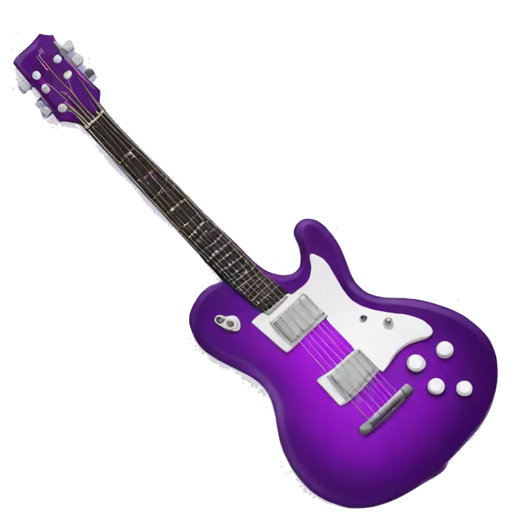 Purple Guitar: An emoji of an electric or acoustic guitar with purple details