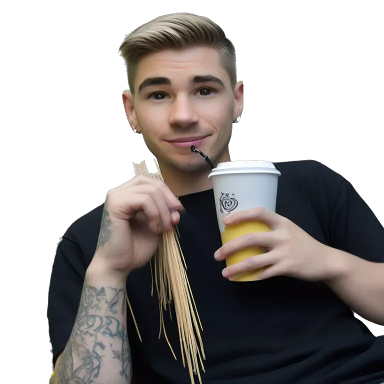 man drinking from disposable cup