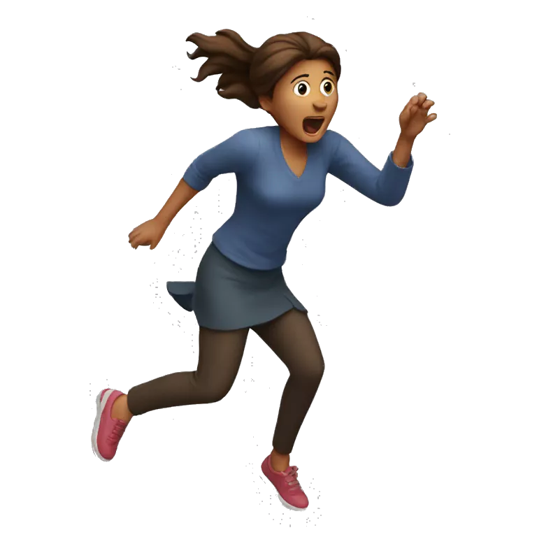 woman scared jumping