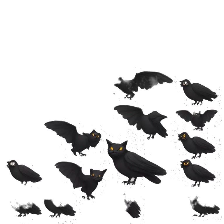 Black Cat With Raven Head And Raven Wings