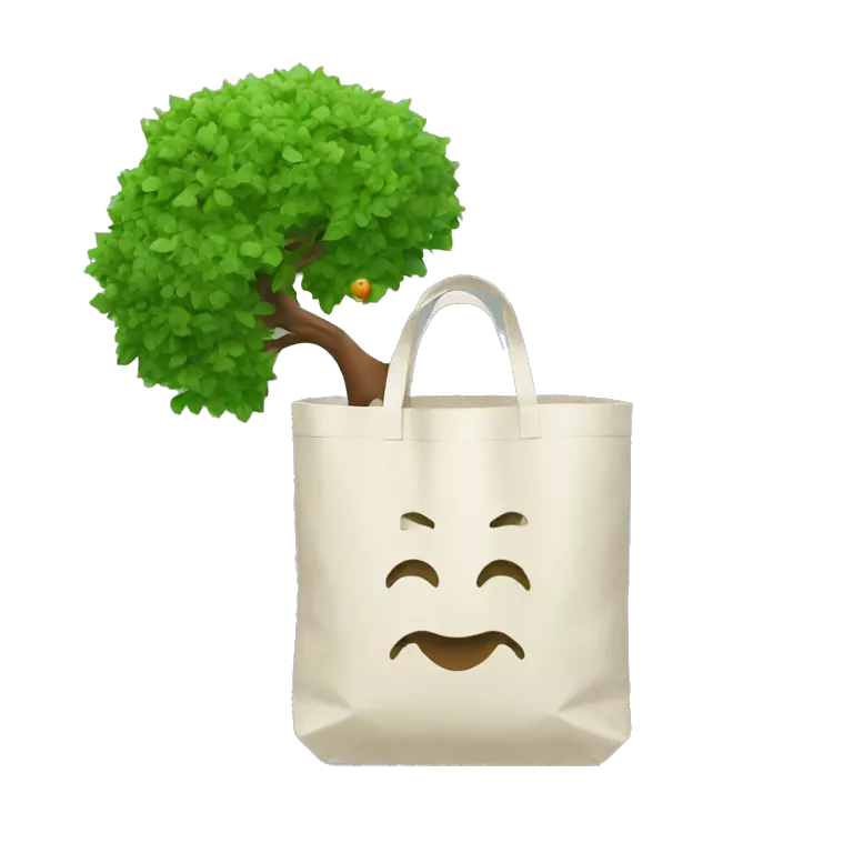 a new bag made with recycle plastic  carrying a tree
