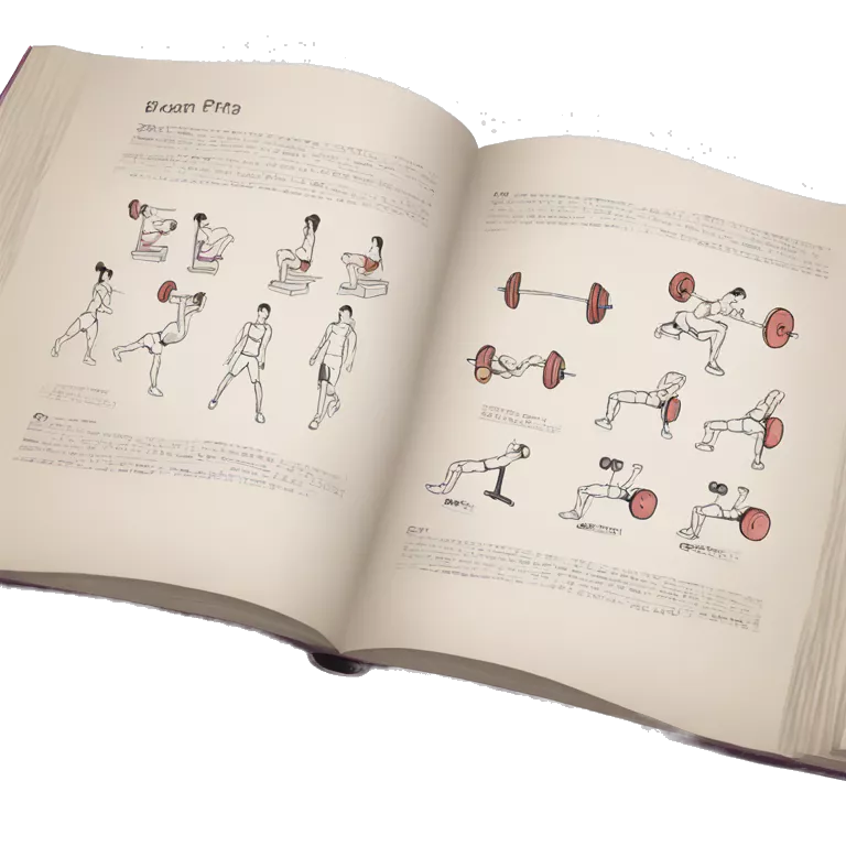 open book with writing and diagrams of workouts inside the book