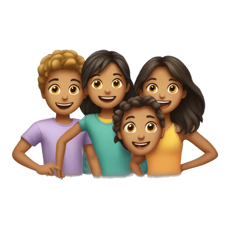four kids playing together
