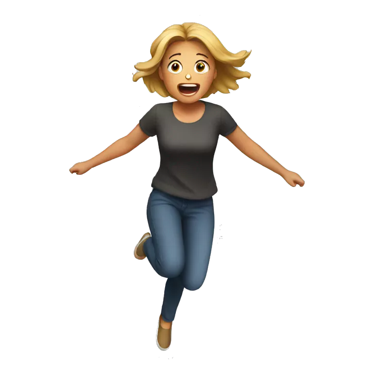 woman scared jumping