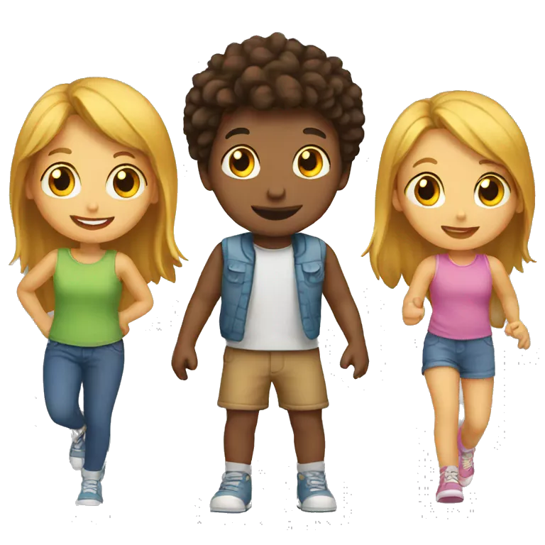 three kids playing together