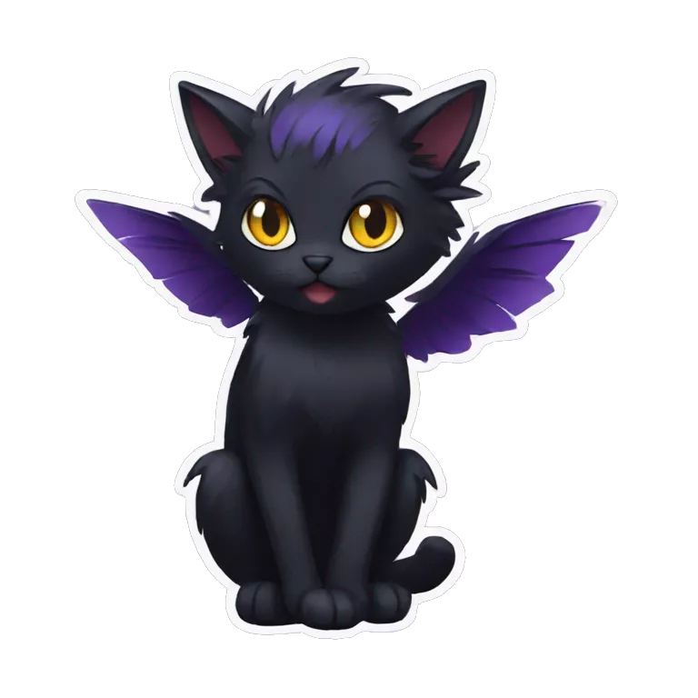 Black Cat Fakemon With Raven Head And Raven Wings