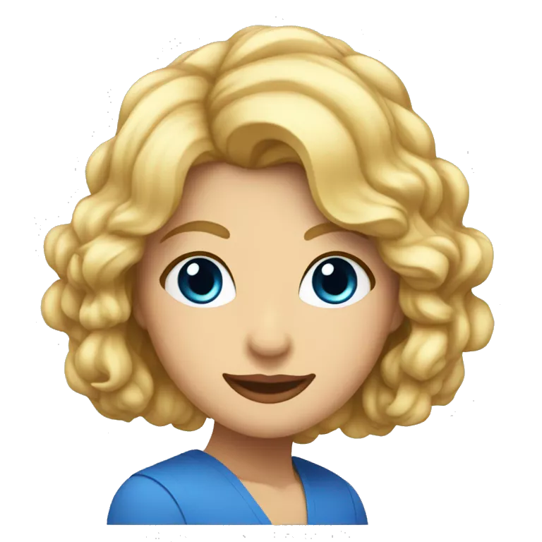 Maestra con pelo ondulado y corto rubia y ojos azules
