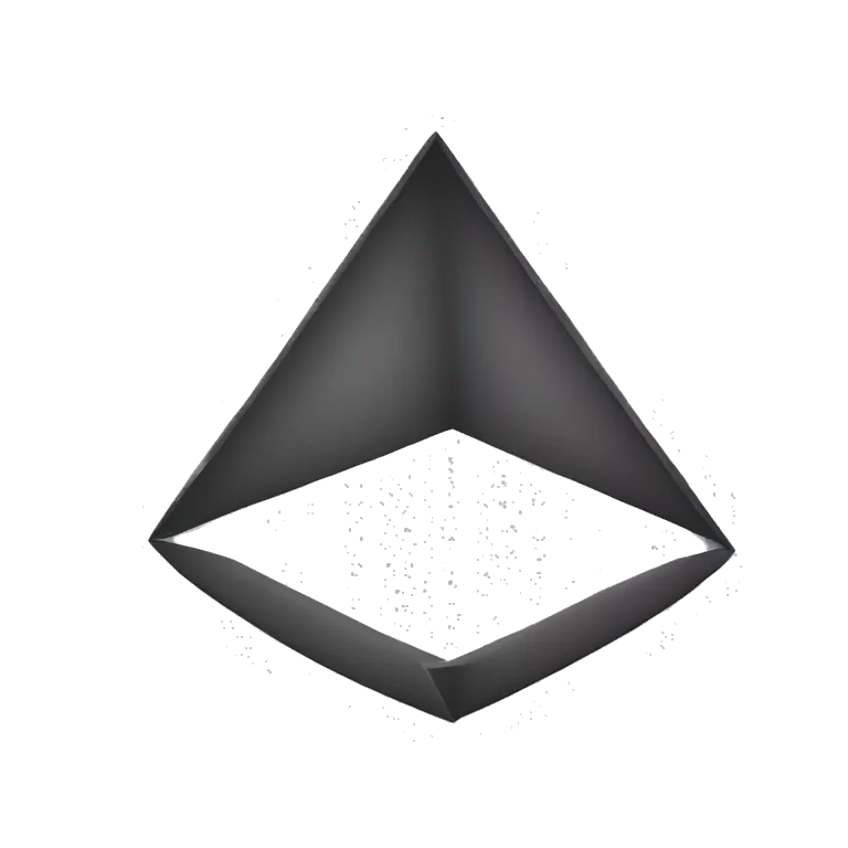 triangle with round edges, inside three triangles with one edge cut forming in the middle another triangle