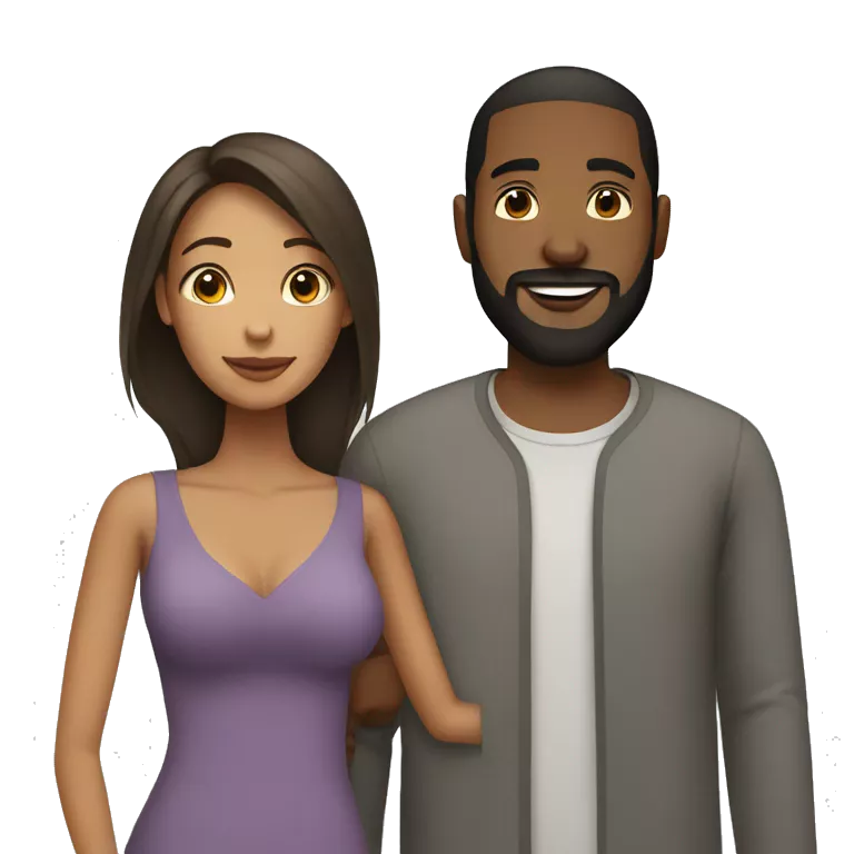 mixed race couple black man with beard and mixed race woman
