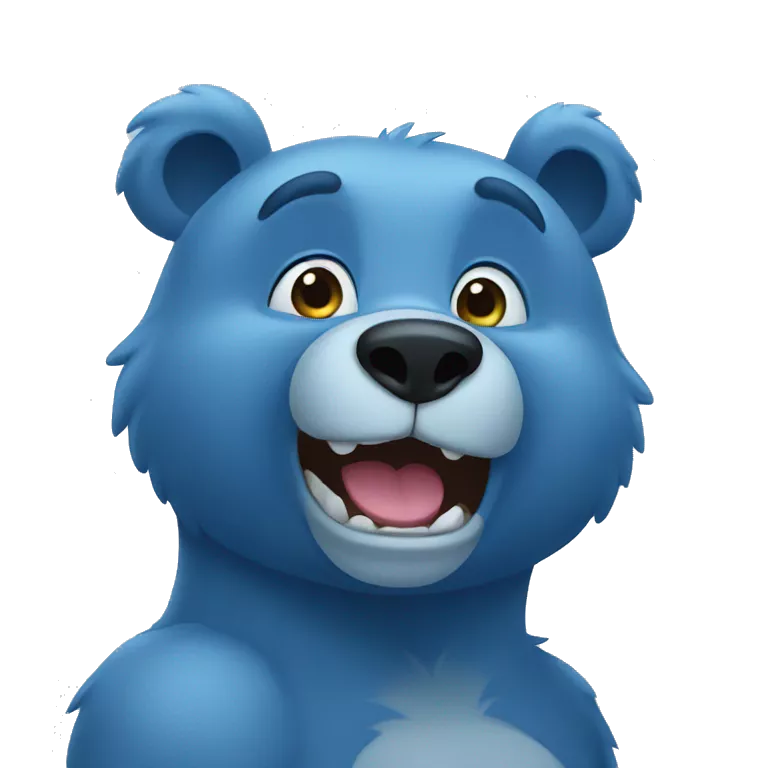 Blue bear making an amazing face