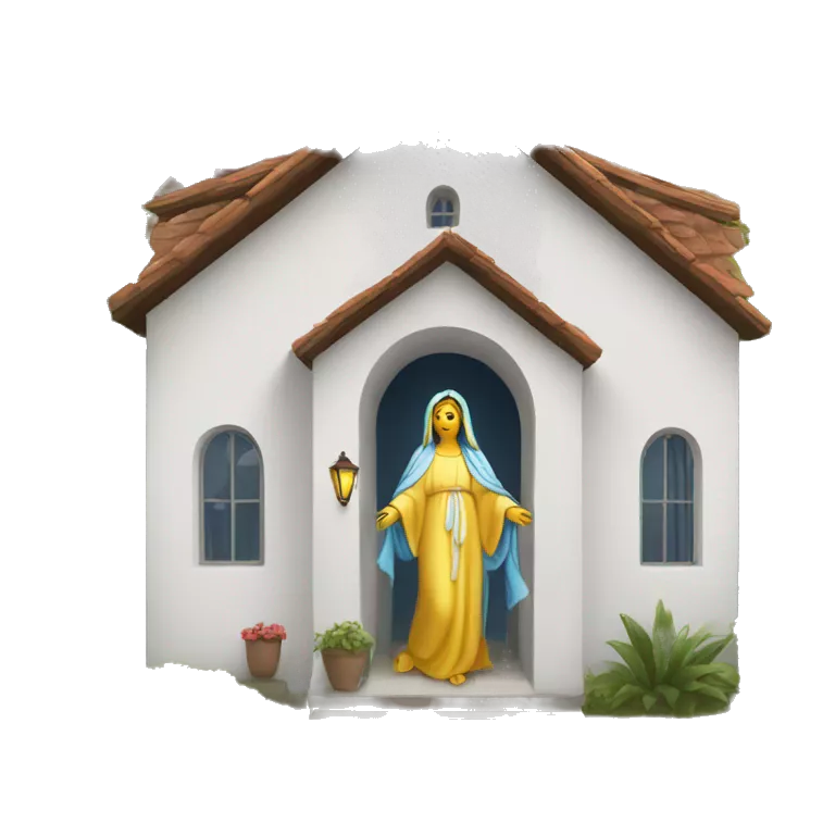 virgin mary arriving at a house