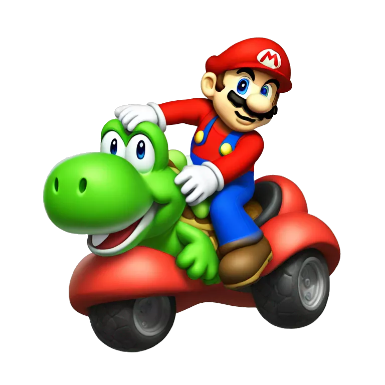 super Mario riding the green yoshi
