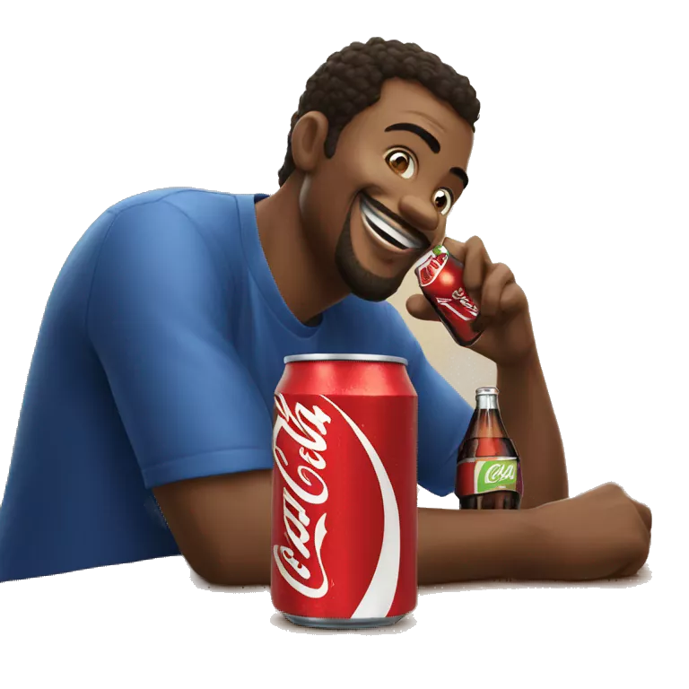 homem tomando uma coca cola e ao lado uma pepsi cola