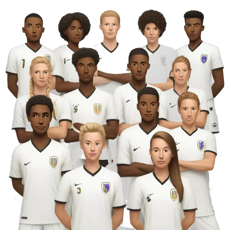 eleven soccer players in white uniform group portrait