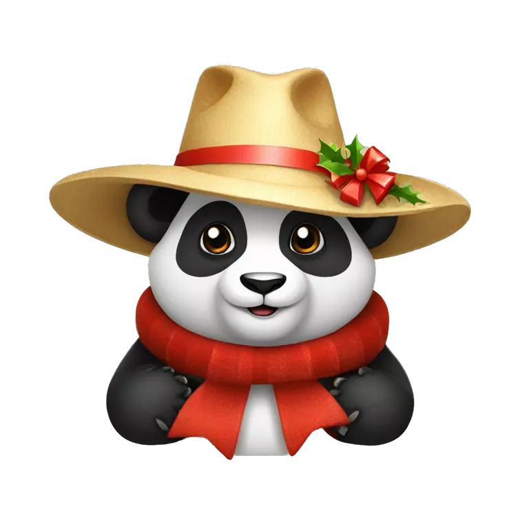Panda con sombrero de navidad