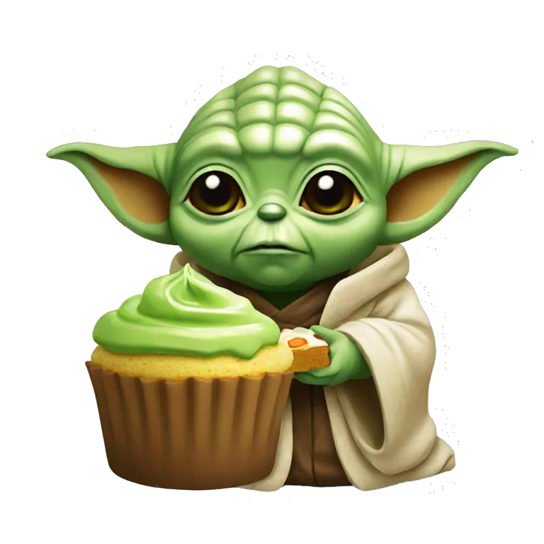 Yoda eating matcha sponge cake