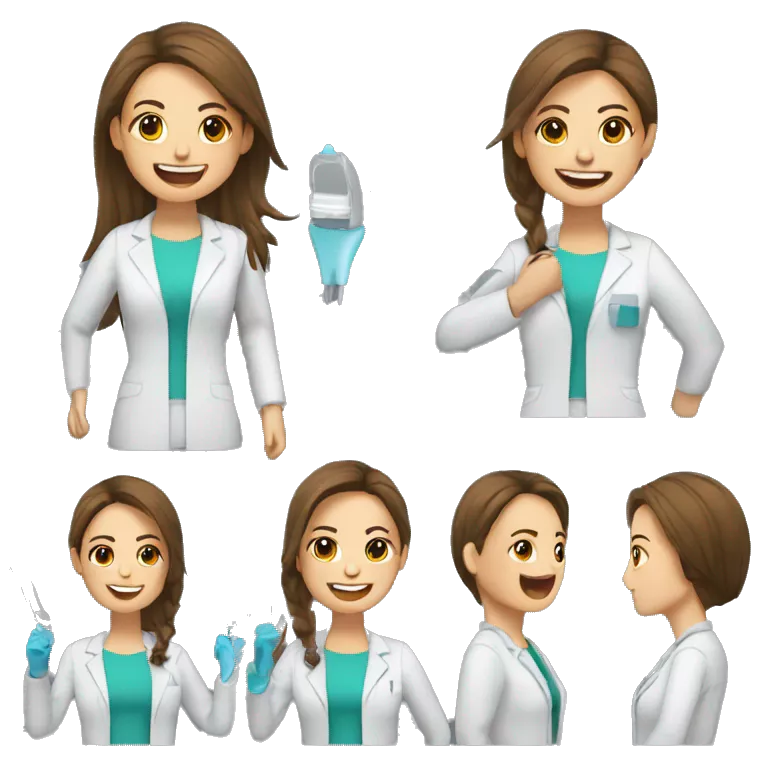 Mujer dentista con pelo moreno con el pulgar arriba