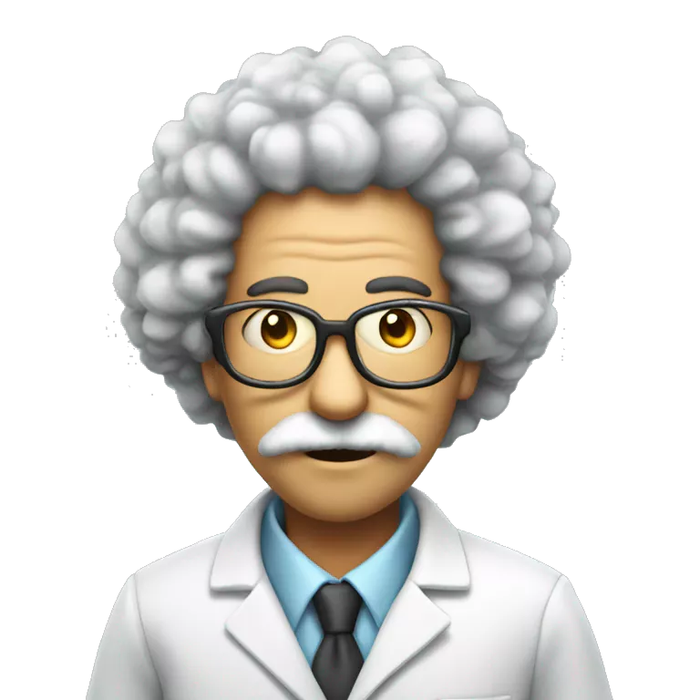 a mad scientist with an afro haircut, the scientist is smoking